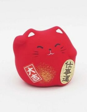 Gatto Portafortuna Maneki Neko Rosso