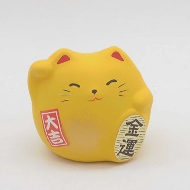 Gatto Portafortuna Maneki Neko Giallo