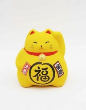 Gatto Portafortuna Maneki Neko Giallo (Grande)