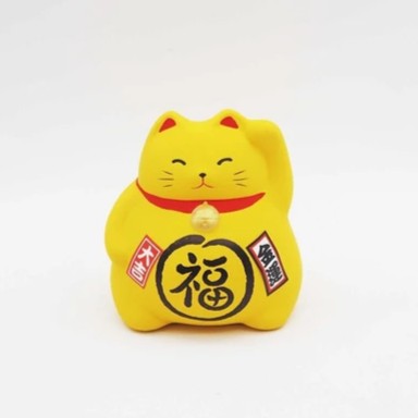 Gatto Portafortuna Maneki Neko Giallo (Grande)