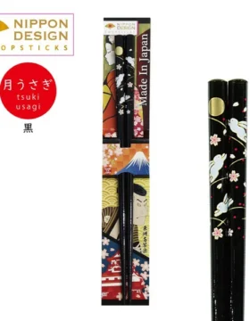 Bacchette giapponesi “Tsuki Usagi” nero – Made in Japan (22,5 cm)