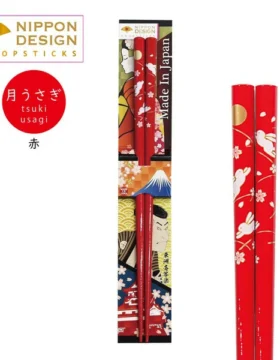 Bacchette giapponesi “Tsuki Usagi” rosso – Made in Japan (22,5 cm)