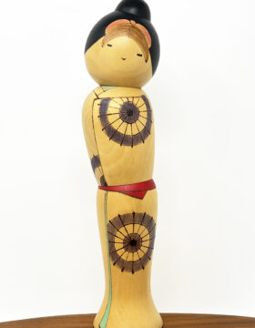 Esclusiva kokeshi vintage da collezione "Ame" - "Pioggia" di Sansaku Sekiguchi (32,5cm)