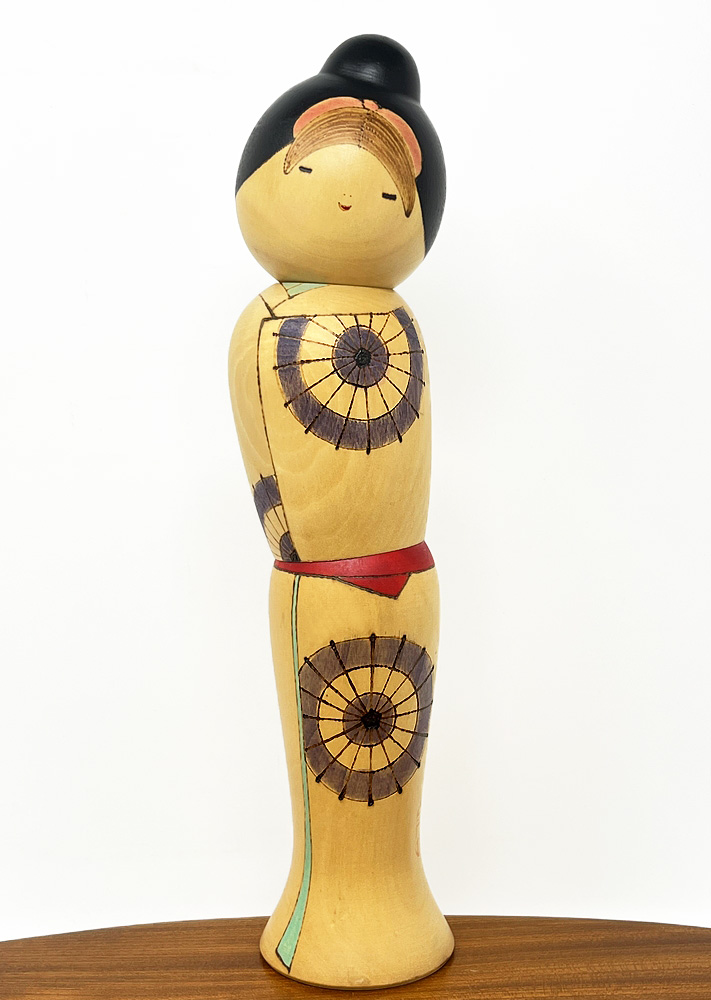 Esclusiva kokeshi vintage da collezione "Ame" - "Pioggia" di Sansaku Sekiguchi (32,5cm)
