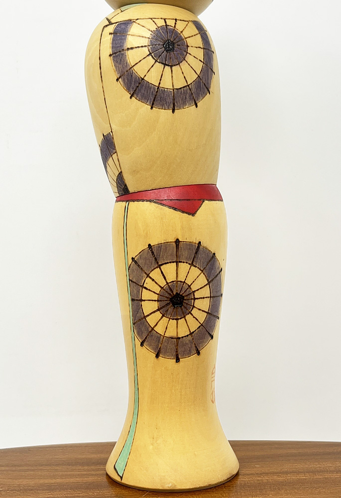 Esclusiva kokeshi vintage da collezione "Ame" - "Pioggia" di Sansaku Sekiguchi (32,5cm) - immagine 6