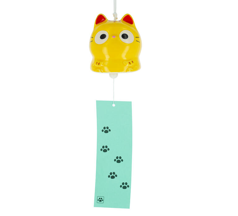 Furin Neko Giallo in ceramica – Campana giapponese