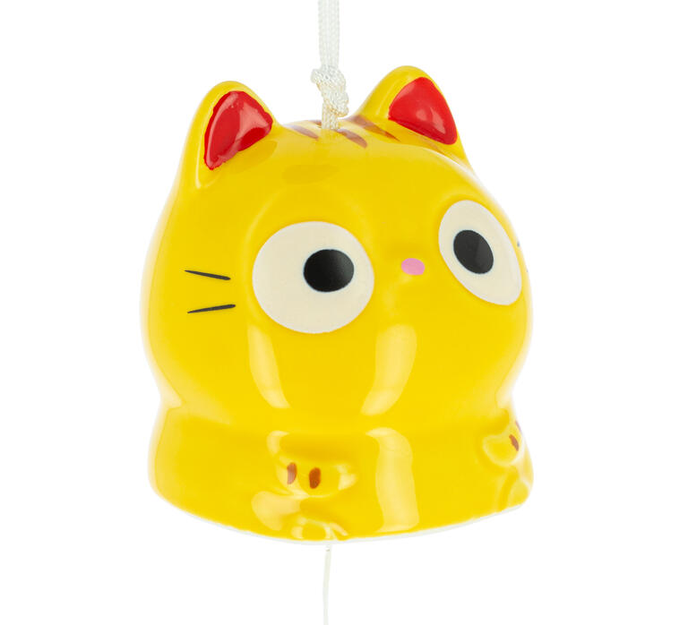 Furin Neko Giallo in ceramica – Campana giapponese - immagine 2