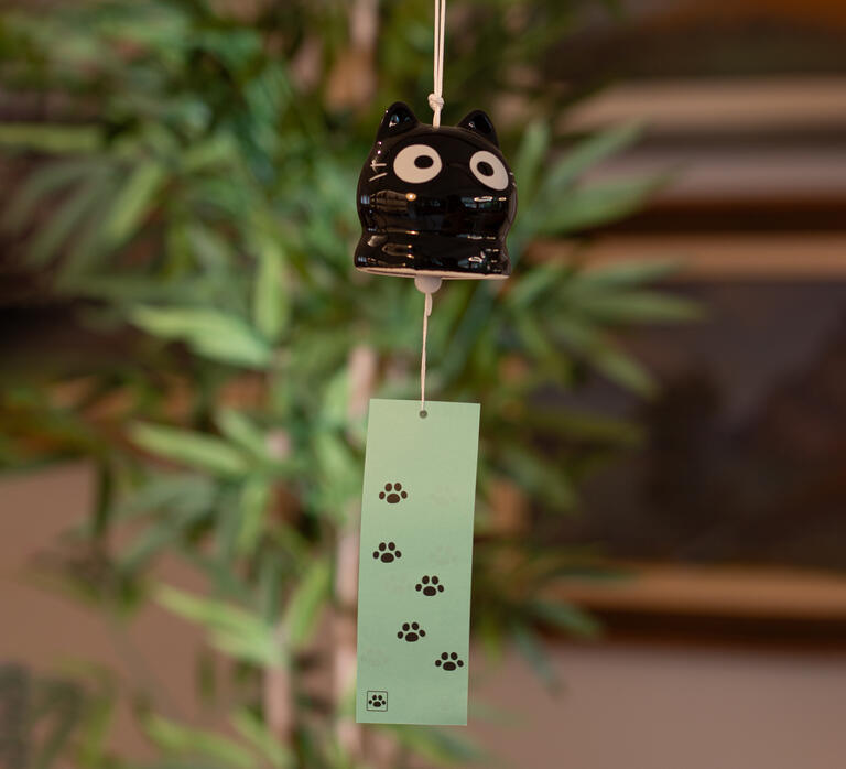 Furin giapponese “Neko” nero – Campana a vento in ceramica - immagine 4
