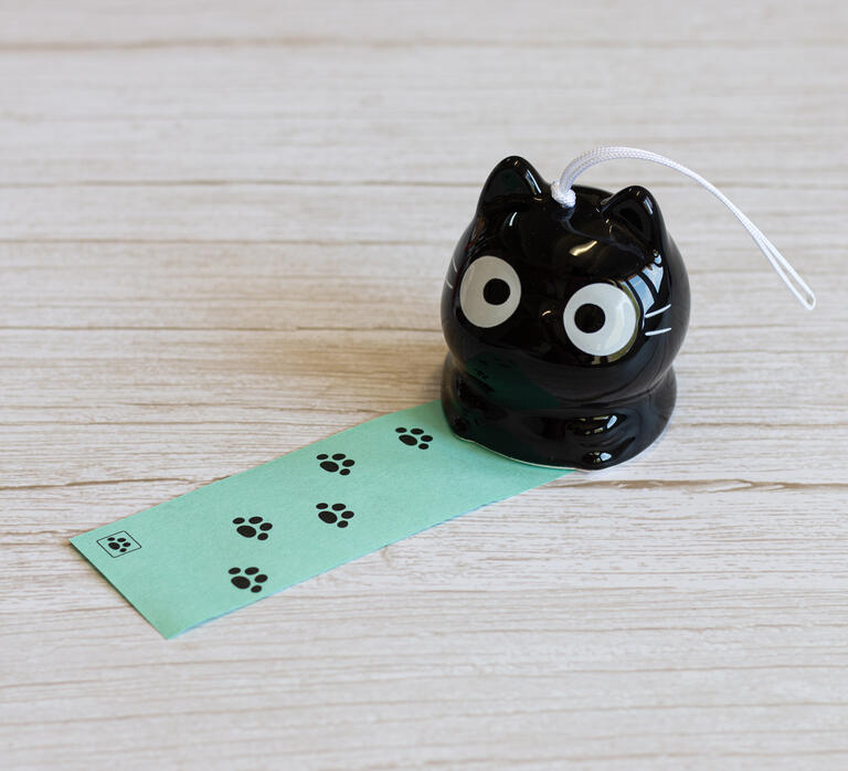 Furin giapponese “Neko” nero – Campana a vento in ceramica - immagine 3