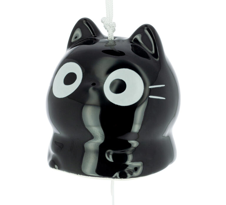 Furin giapponese “Neko” nero – Campana a vento in ceramica - immagine 2