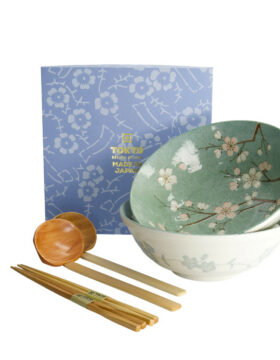 Set ramen giapponese “Fujisakura” verde – Gift set 6 pezzi
