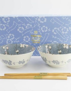 Set ciotole giapponesi “Fujisakura” – Fiori di ciliegio con bacchette