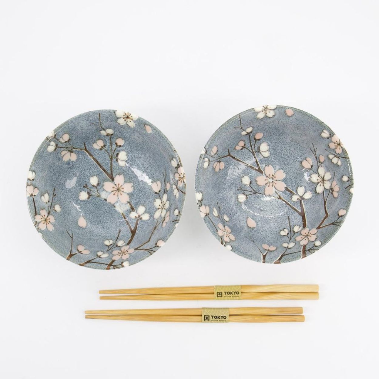 Set ciotole giapponesi “Fujisakura” – Fiori di ciliegio con bacchette - immagine 2