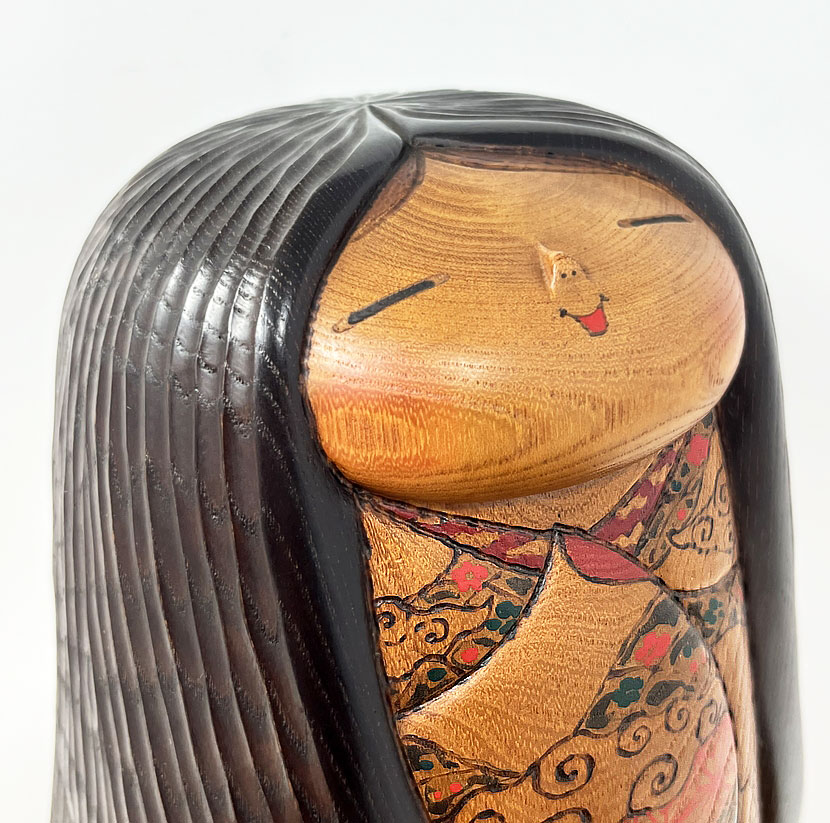 Pregiata kokeshi vintage da collezione "Yamazato" - "Villaggio di Montagna" di Tatsuo Kato - immagine 9