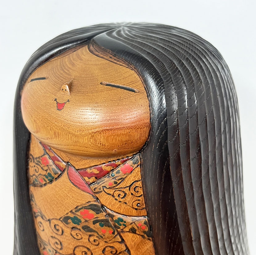 Pregiata kokeshi vintage da collezione "Yamazato" - "Villaggio di Montagna" di Tatsuo Kato - immagine 11