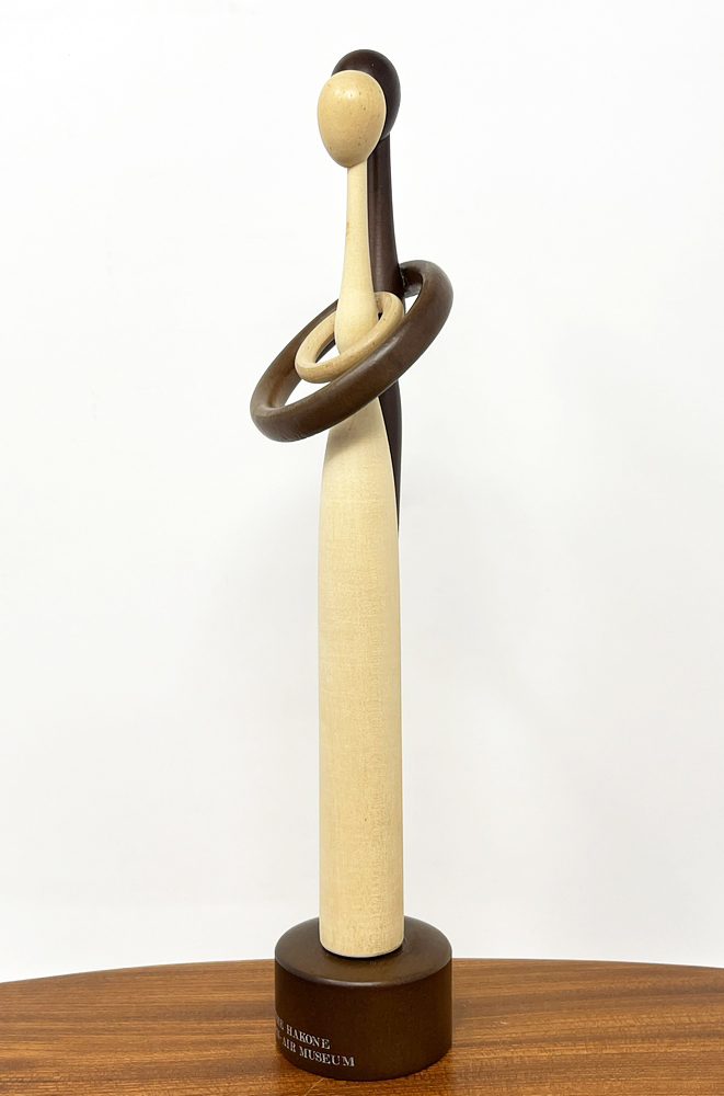 Rara coppia di kokeshi vintage da collezione "Akebono" - "Alba" di Sugisaki (29,5cm) - immagine 3