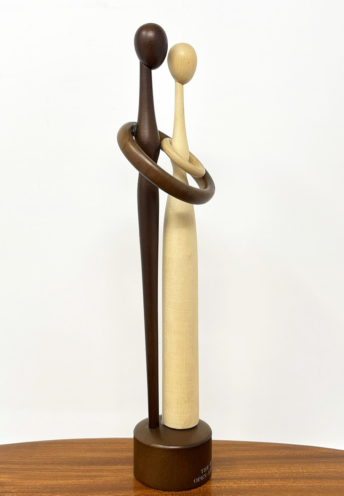 Rara coppia di kokeshi vintage da collezione "Akebono" - "Alba" di Sugisaki (29,5cm) - immagine 5