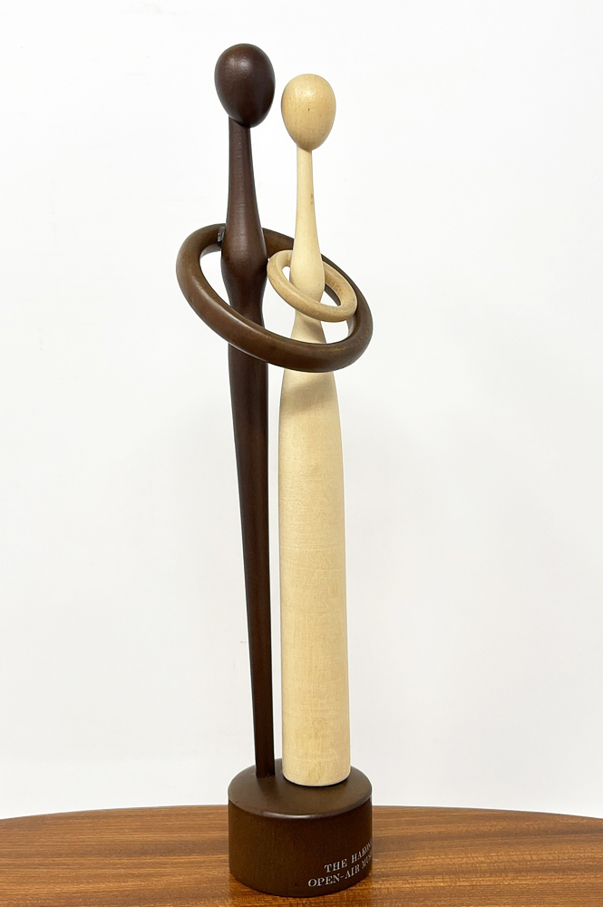 Rara coppia di kokeshi vintage da collezione "Akebono" - "Alba" di Sugisaki (29,5cm) - immagine 6