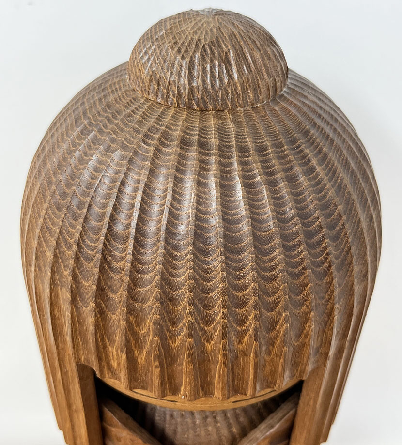 Pregiata kokeshi vintage da collezione "Warabe" – "Giovane Fanciulla" in legno di enju di Shido Shozan (26,5 cm) - immagine 9