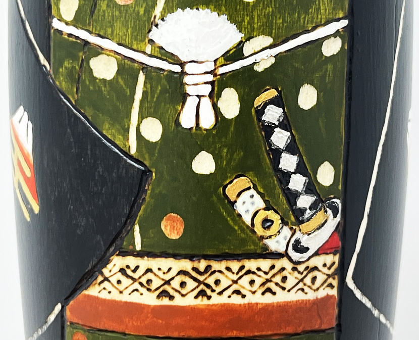 Raffinata kokeshi "Otokomae" - "Gentiluomo" di Oki Izumi (verde) - immagine 9
