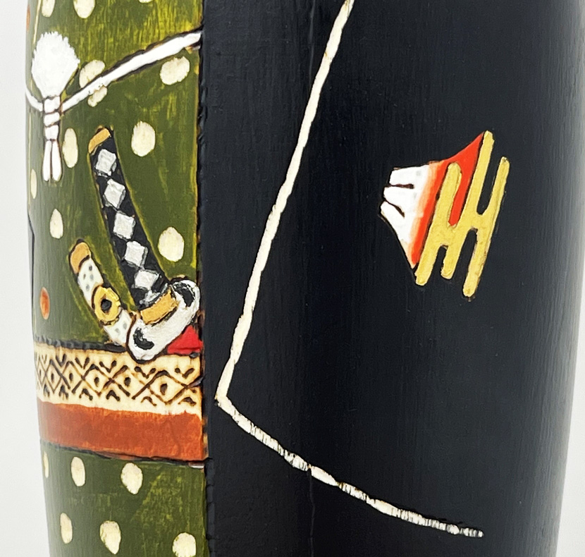 Raffinata kokeshi "Otokomae" - "Gentiluomo" di Oki Izumi (verde) - immagine 10