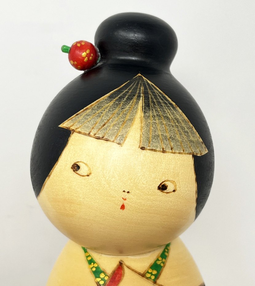 Rara kokeshi vintage "Hana kanzashi" - "Fermaglio Floreale" di Tatsuo Kato - immagine 9