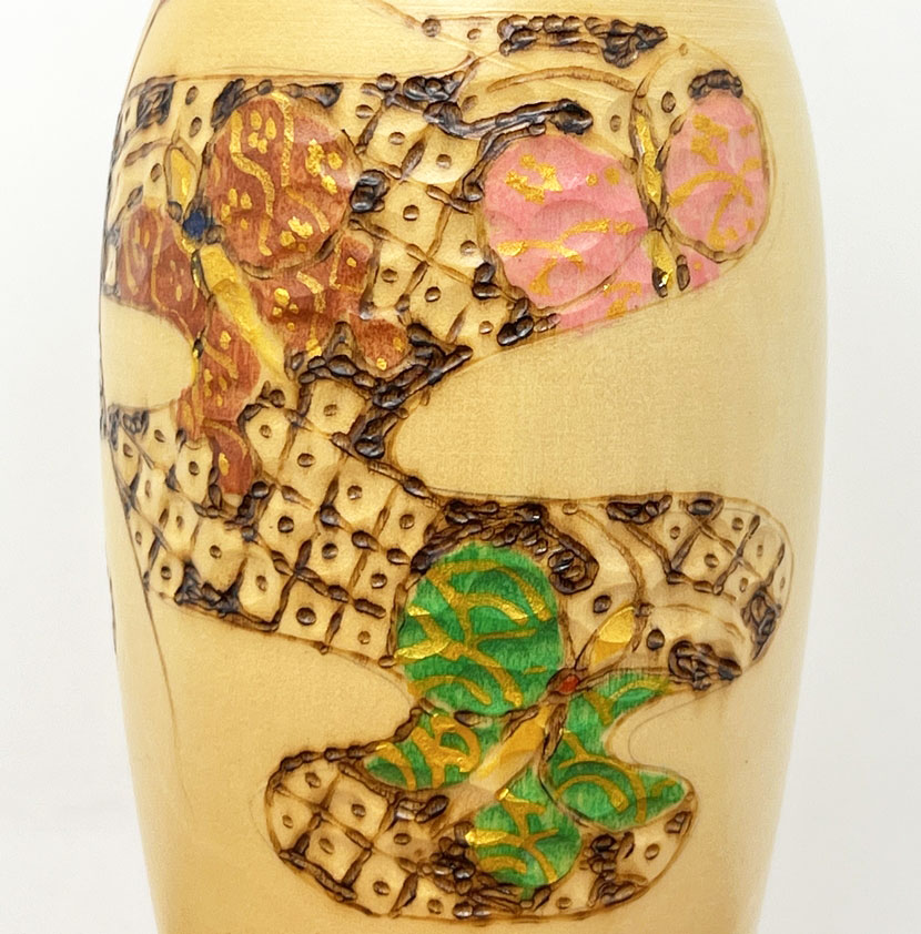 Rara kokeshi vintage "Hana kanzashi" - "Fermaglio Floreale" di Tatsuo Kato - immagine 7