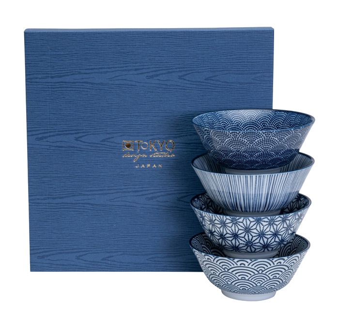 Set 4 ciotole giapponesi “Nippon Blue” – motivi tradizionali blu e bianco - immagine 6