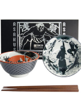 Set 2 ciotole giapponesi “Asakusa – Samurai & Spiriti” con bacchette