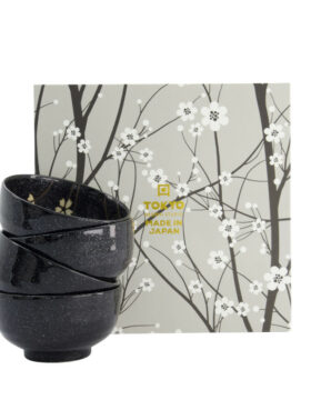 Set 4 Ciotole Sakura Nere – Eleganza Floreale Giapponese (12,5 cm)