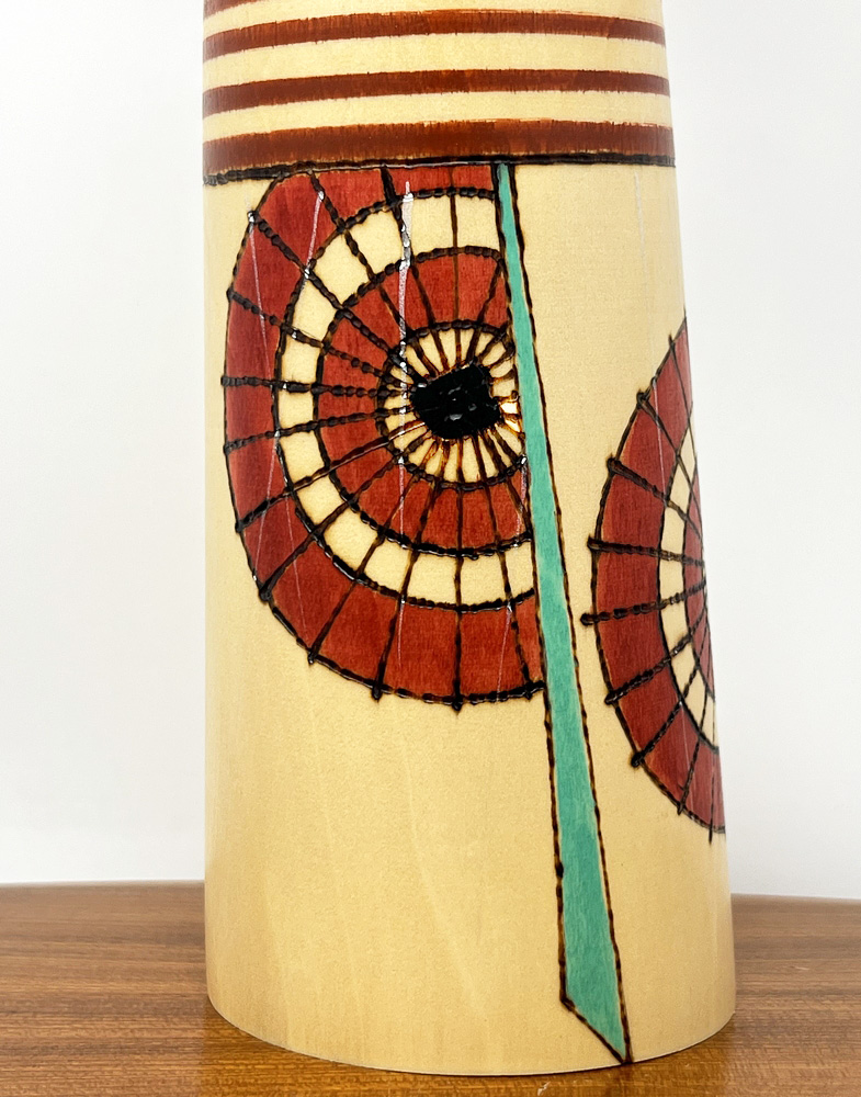 Esclusiva kokeshi vintage da collezione "Ame" - "Pioggia" di Sansaku Sekiguchi, figura femminile (35 cm) - immagine 7