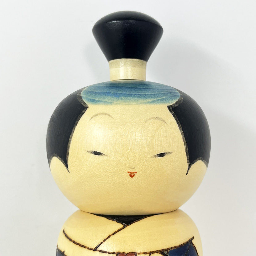Esclusiva kokeshi vintage da collezione "Ame" - "Pioggia" di Sansaku Sekiguchi, figura maschile (37 cm) - immagine 6