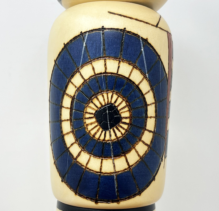 Esclusiva kokeshi vintage da collezione "Ame" - "Pioggia" di Sansaku Sekiguchi, figura maschile (37 cm) - immagine 8