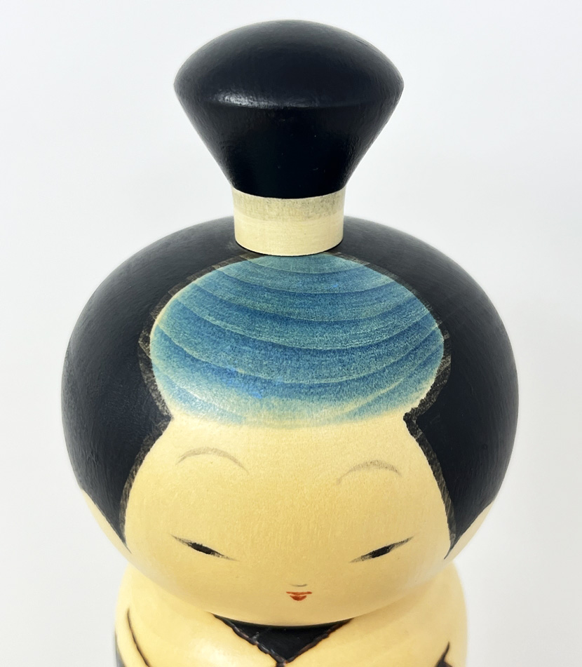 Esclusiva kokeshi vintage da collezione "Ame" - "Pioggia" di Sansaku Sekiguchi, figura maschile (37 cm) - immagine 10
