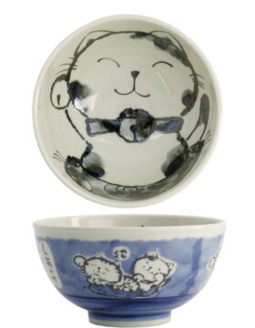 Ciotola giapponese per riso “Kawaii Gatto” blu