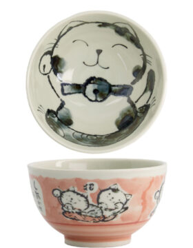 Ciotola giapponese per riso “Kawaii Gatto” rosa