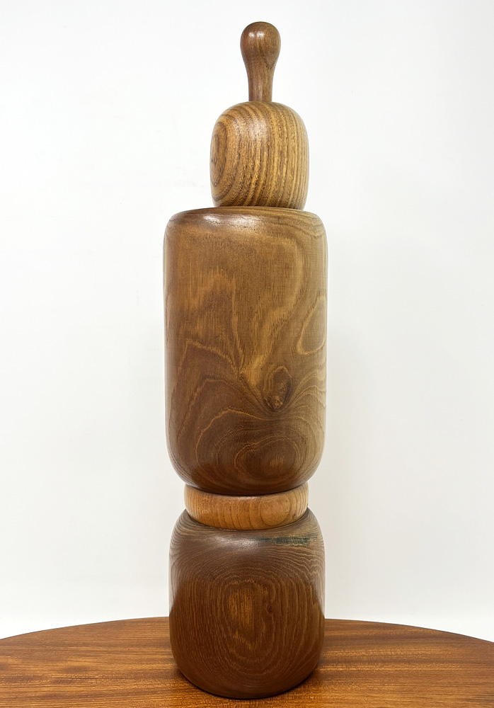 Raffinata kokeshi vintage da collezione "Mushi no Koe" – "Il canto degli insetti" in legno di enju di Aida Harumine (Seihou) (40 cm) - immagine 4