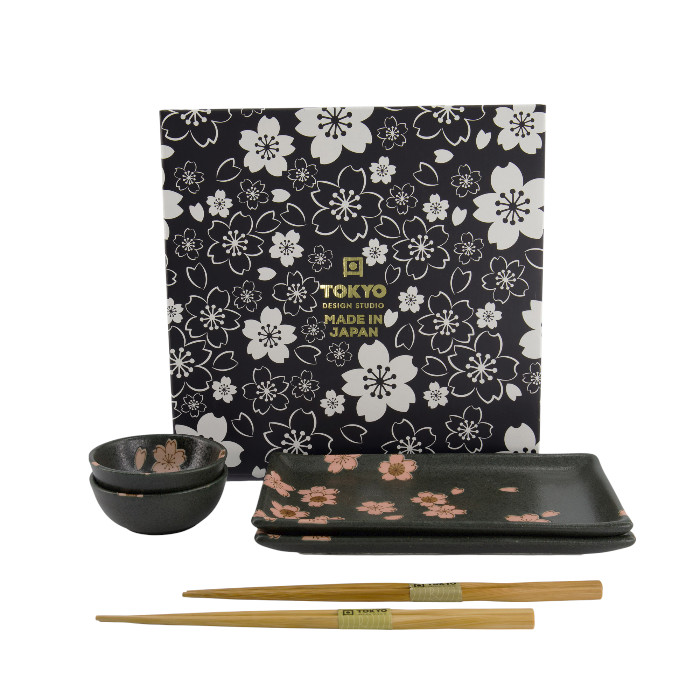 Set sushi giapponese “Sakura Black” – Gift set 6 pezzi