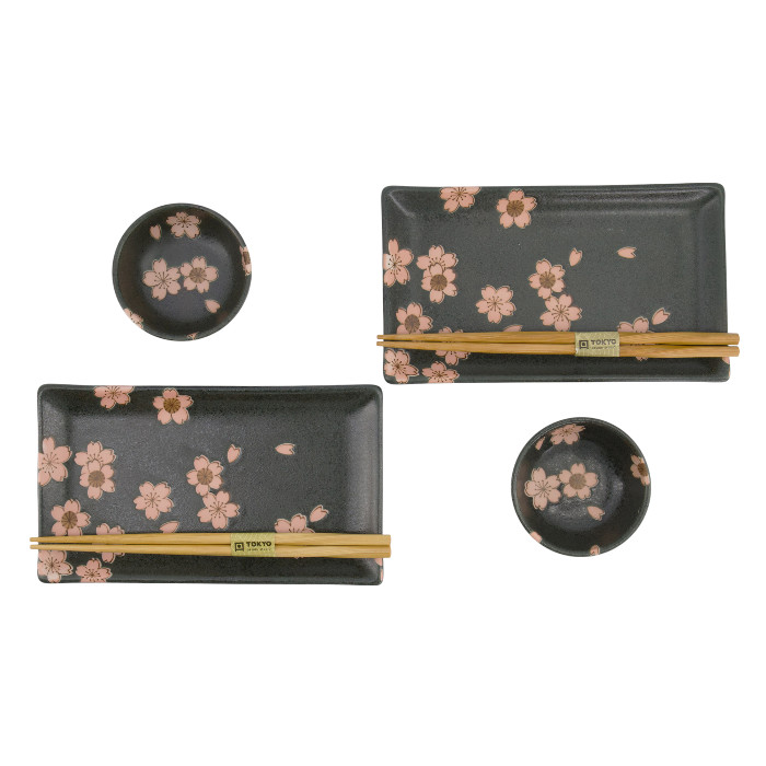 Set sushi giapponese “Sakura Black” – Gift set 6 pezzi - immagine 2