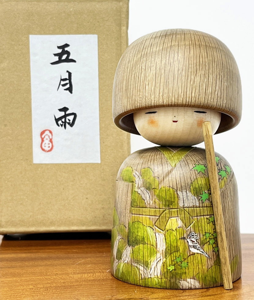 Esclusiva Kokeshi Santoka "Samidare" - "Pioggia di Maggio" di Fumio Tomidokoro (Pezzo unico)
