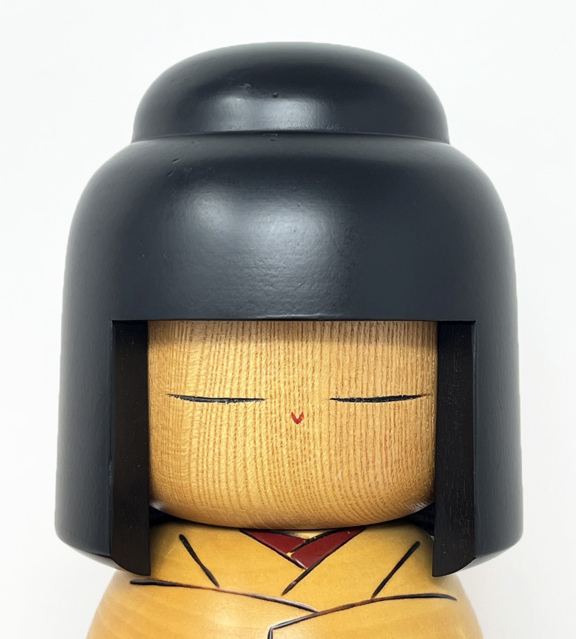 Esclusiva kokeshi vintage di Suigai Sato con motivo di vite e uva – Dedica commemorativa, 1997 - immagine 5