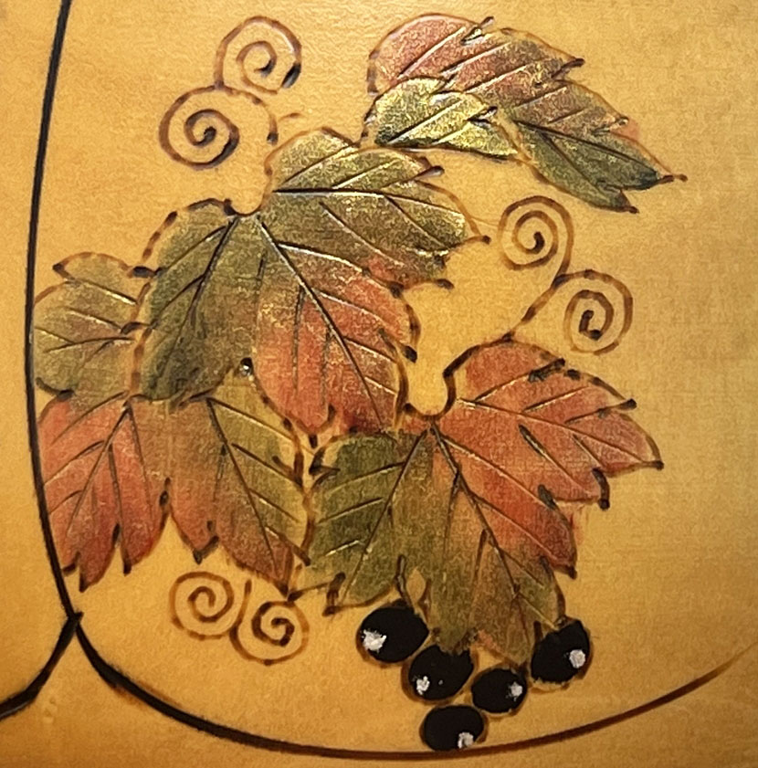 Esclusiva kokeshi vintage di Suigai Sato con motivo di vite e uva – Dedica commemorativa, 1997 - immagine 9