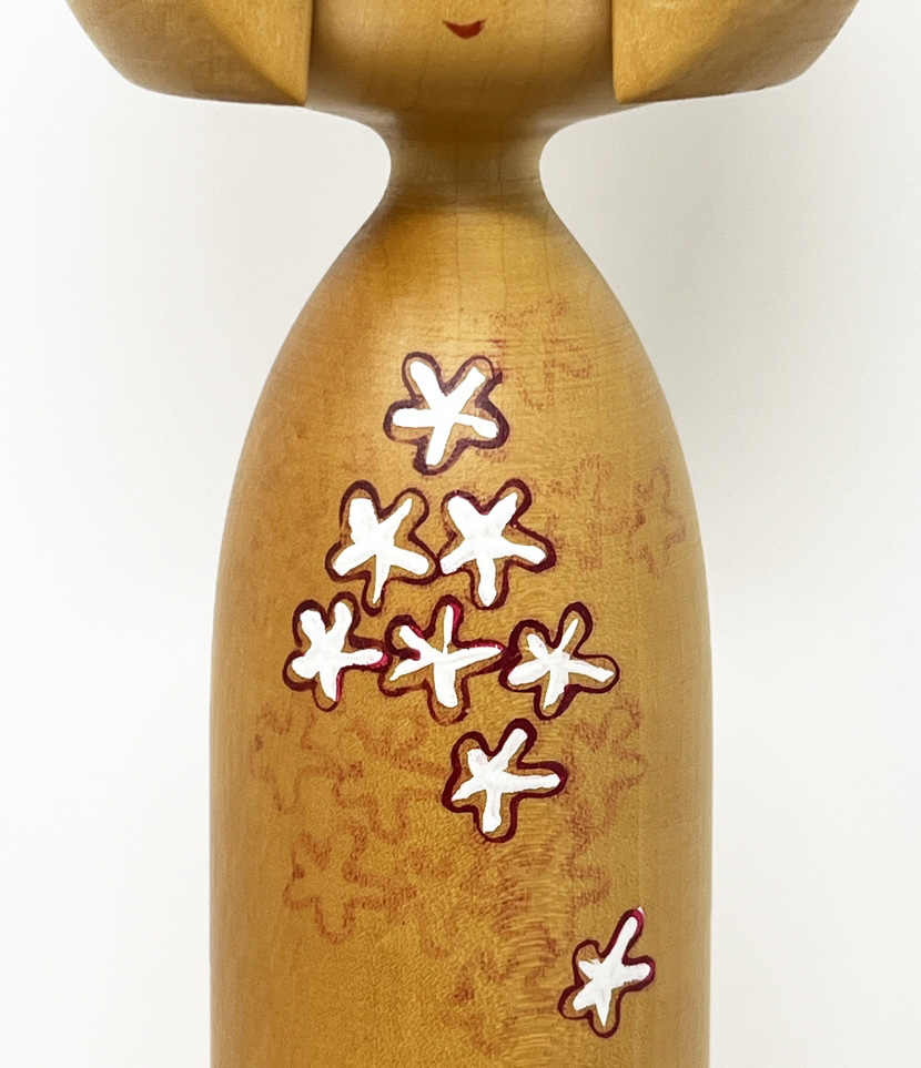 Premiata kokeshi vintage da collezione "Hanakazari" - "Decorazione floreale" di Sansaku Sekiguchi (30 cm) - immagine 7