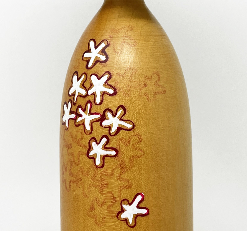 Premiata kokeshi vintage da collezione "Hanakazari" - "Decorazione floreale" di Sansaku Sekiguchi (30 cm) - immagine 8