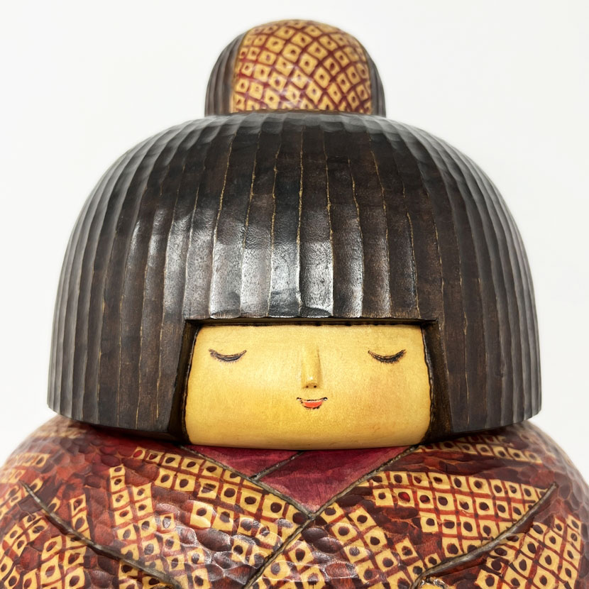 Premiata kokeshi vintage da collezione "Kanoko" di Sansaku Sekiguchi (40 cm) - immagine 6