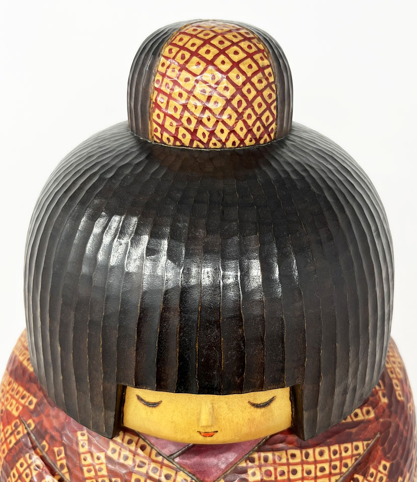 Premiata kokeshi vintage da collezione "Kanoko" di Sansaku Sekiguchi (40 cm) - immagine 11
