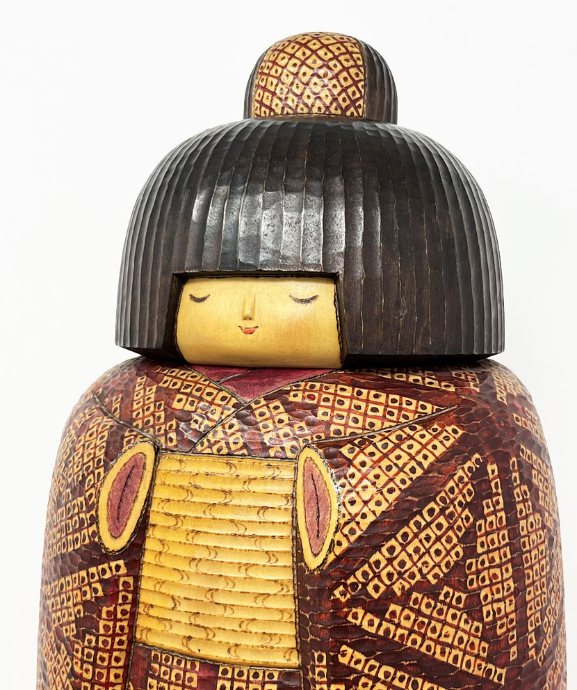Premiata kokeshi vintage da collezione "Kanoko" di Sansaku Sekiguchi (40 cm) - immagine 13