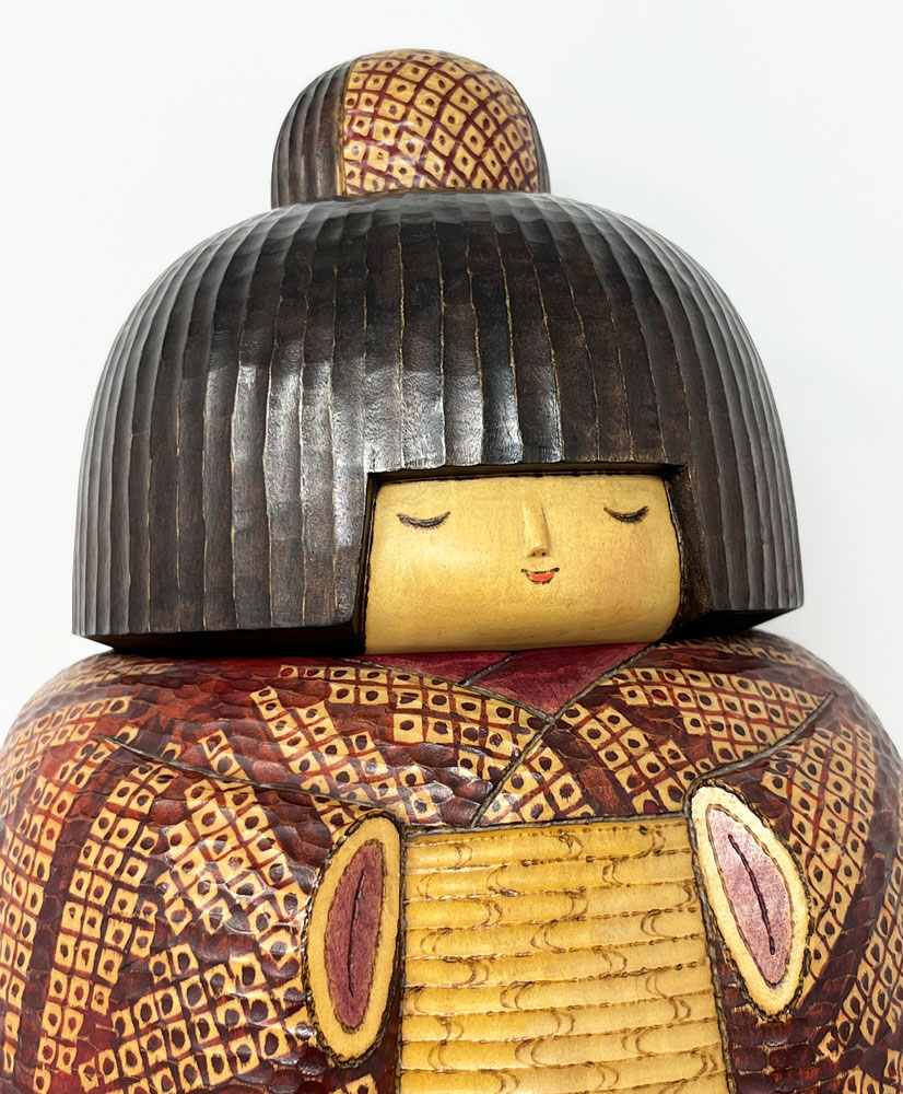 Premiata kokeshi vintage da collezione "Kanoko" di Sansaku Sekiguchi (40 cm) - immagine 12
