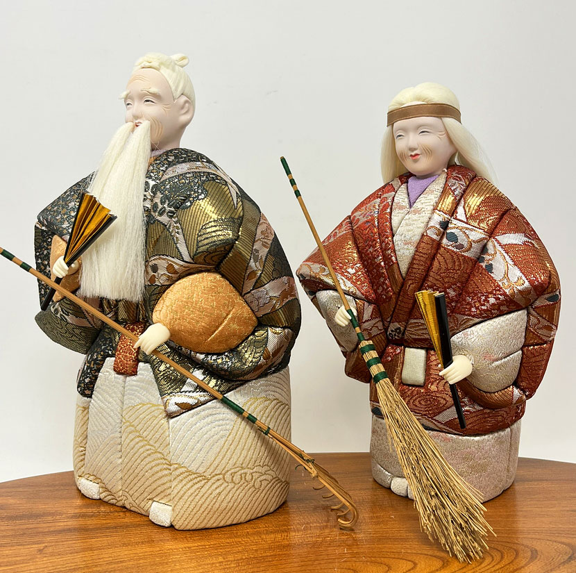 Raffinata coppia di kimekomi "Takasago" - Amore Eterno - con decorazione in oro puro, opera di Yūzan - immagine 2