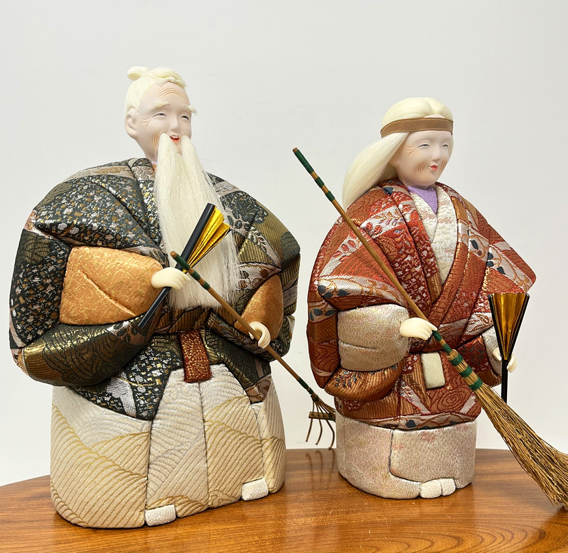 Raffinata coppia di kimekomi "Takasago" - Amore Eterno - con decorazione in oro puro, opera di Yūzan - immagine 4